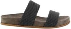 Brunello Cucinelli Glitterende Juwelen Leren Sandalen