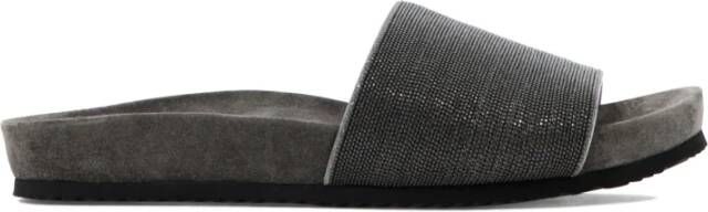 Brunello Cucinelli Grijze Leren Sandalen Stijlvol Zomer Chic