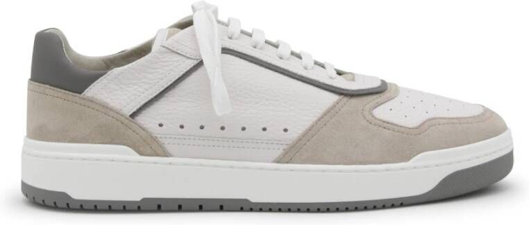 BRUNELLO CUCINELLI Grijze Leren Sneakers met Geperforeerde Details Gray Heren