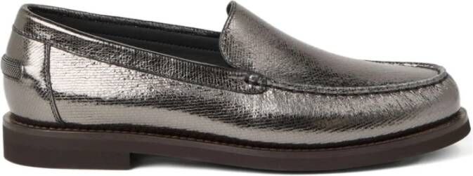 Brunello Cucinelli Grijze Platte Schoenen Slip-On Stijl