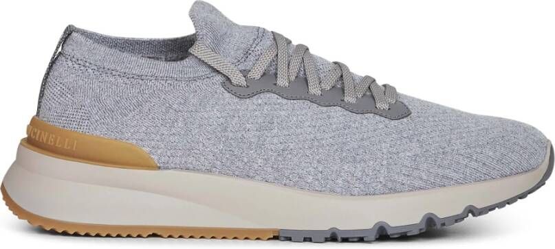 Brunello Cucinelli Grijze Wol Sneakers met Jacquard Breiwerk