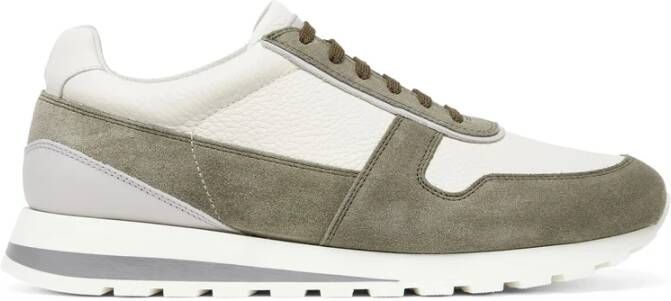 Brunello Cucinelli Groene leren sneaker paneelontwerp