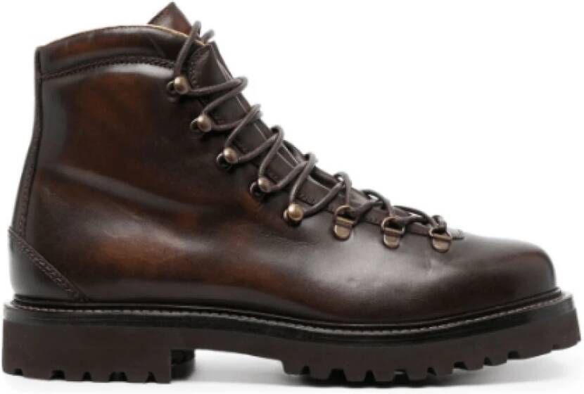 BRUNELLO CUCINELLI Kastanjebruine Leren Veterschoenen Brown Heren