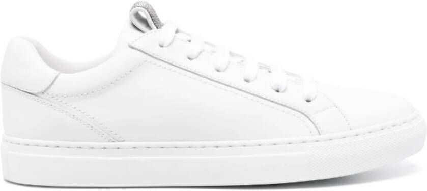 BRUNELLO CUCINELLI Ketting-geaccentueerde Witte Leren Sneakers White Dames
