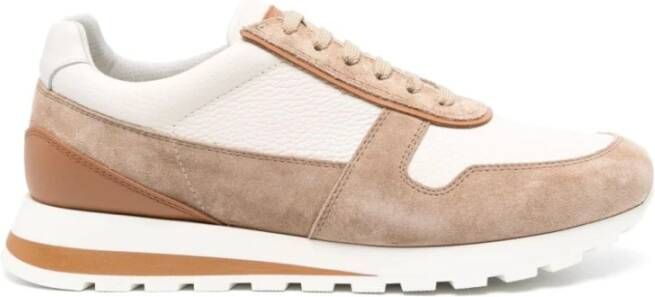 BRUNELLO CUCINELLI Licht Beige Suède Panel Sneakers Beige Heren