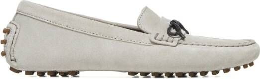 BRUNELLO CUCINELLI Lichtgrijze bootschoenen met Monile strik Gray Dames