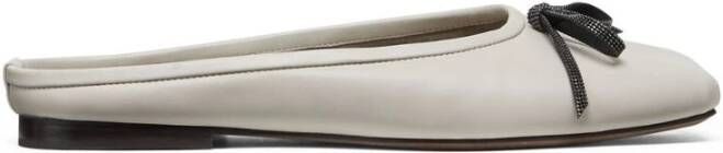 BRUNELLO CUCINELLI Beige Leren Ballet Platte Muiltjes Beige Dames