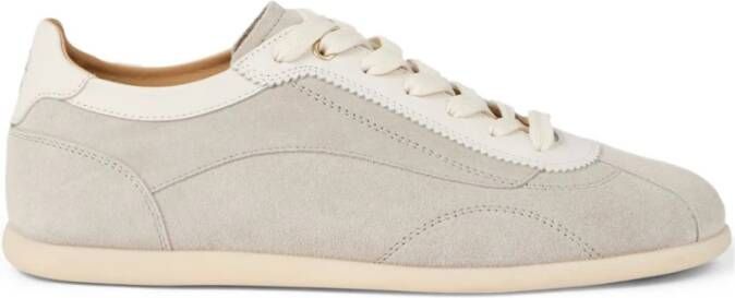 Brunello Cucinelli Lichtgrijze Suède Veterschoenen Sneakers