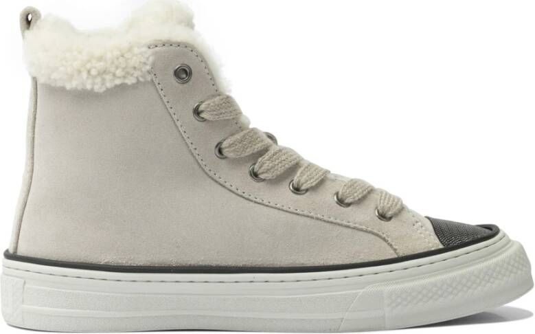 Brunello Cucinelli Luxe High-Top Sneakers Beige