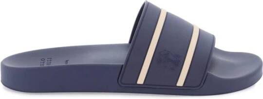 BRUNELLO CUCINELLI Luxe Rubber Slides Blue Heren