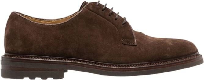 BRUNELLO CUCINELLI Luxe Suede Derby Schoenen Brown Heren