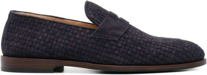 Brunello Cucinelli Marineblauwe Leren Loafers met Logo