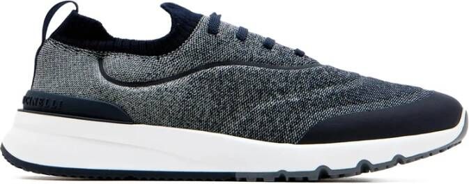 Brunello Cucinelli Navy Blauwe Gebreide Sneaker