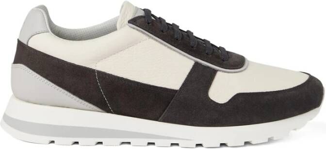 Brunello Cucinelli Off-White Leren Sneaker met Suède Hiel