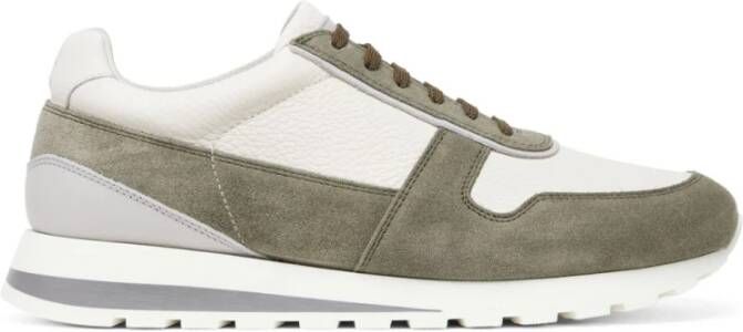 BRUNELLO CUCINELLI Olijfgroene Suède Platte Schoenen Green Heren