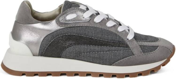 BRUNELLO CUCINELLI Platte schoenen met Monili-kettingdetail Gray Dames