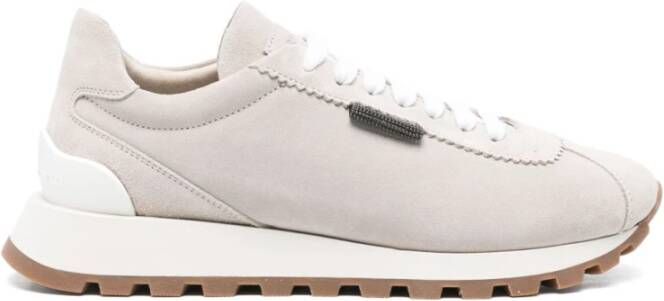 Brunello Cucinelli Roze Suède Sneakers met Logo
