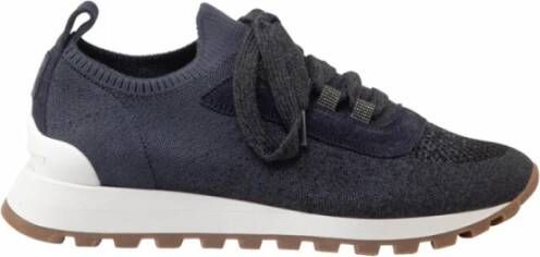 BRUNELLO CUCINELLI Katoenen gebreide runner met Monile-inzetstukken Blue Dames