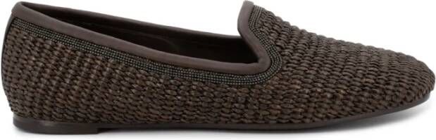 Brunello Cucinelli Stijlvolle Geweven Loafers in Bruin