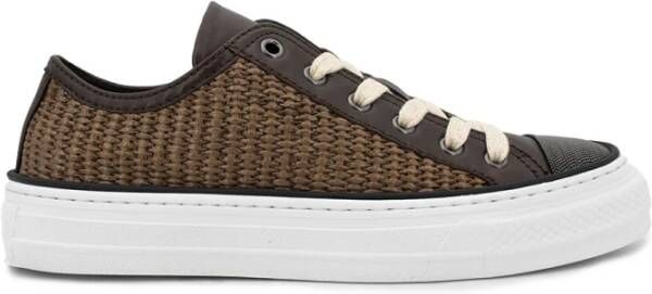Brunello Cucinelli Stijlvolle Sneakers met Raffia en Leer