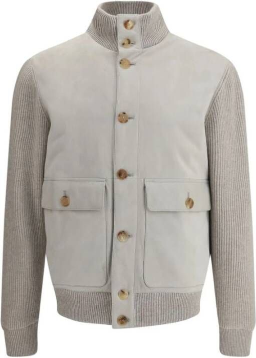 Brunello Cucinelli Suède Cashmere Jas Hooggesloten Ontwerp