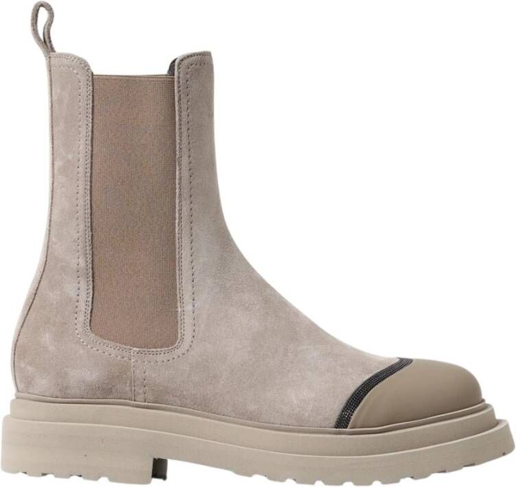 Brunello Cucinelli Suède Chelsea Boots met Chunky Zool
