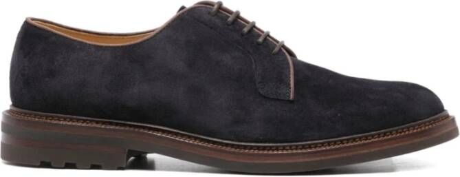 Brunello Cucinelli Suède Derby Schoenen Donkerbruin Vetersluiting