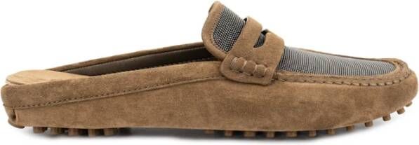 Brunello Cucinelli Suède Leren Mocassins met Rubberen Zool