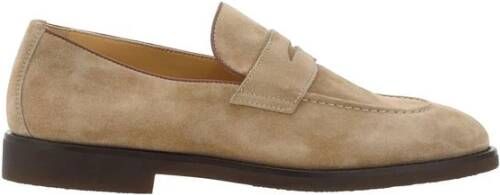 Brunello Cucinelli Suede Loafers Almond Toe Leather Block