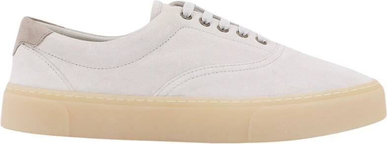 BRUNELLO CUCINELLI Suede Low-Top Sneakers met Logo Detail White Heren