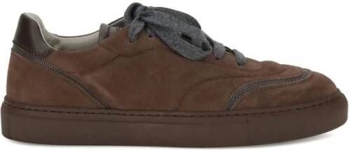 Brunello Cucinelli Suède Sneakers met Glanzende Juwelen
