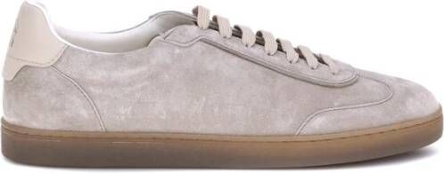 Brunello Cucinelli Suède Sneakers met Logo Hiel