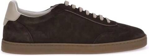Brunello Cucinelli Suède Sneakers met Logo Hiel