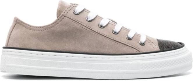 BRUNELLO CUCINELLI Versierde Leren Sneakers Beige Dames