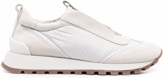 BRUNELLO CUCINELLI Witte kralen versierde lage sneakers White Dames