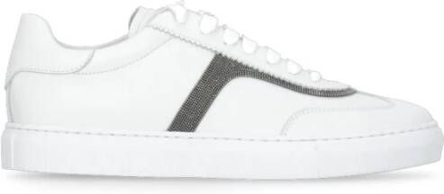 Brunello Cucinelli Witte Leren Sneakers met Precieuze Detail