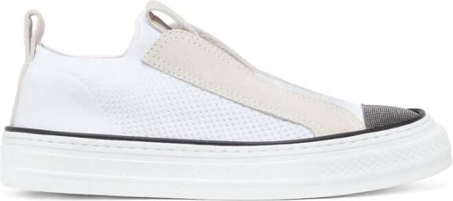 Brunello Cucinelli Witte Slip-On Sneakers met Plateauzool