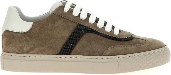Brunello Cucinelli Witte Sneakers met Monili Decoratie