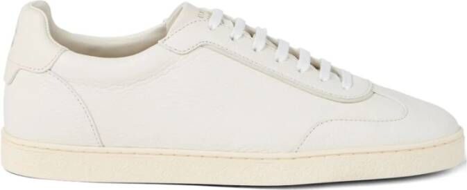 Brunello Cucinelli Witte Sneakers Veters Gewatteerde Enkel