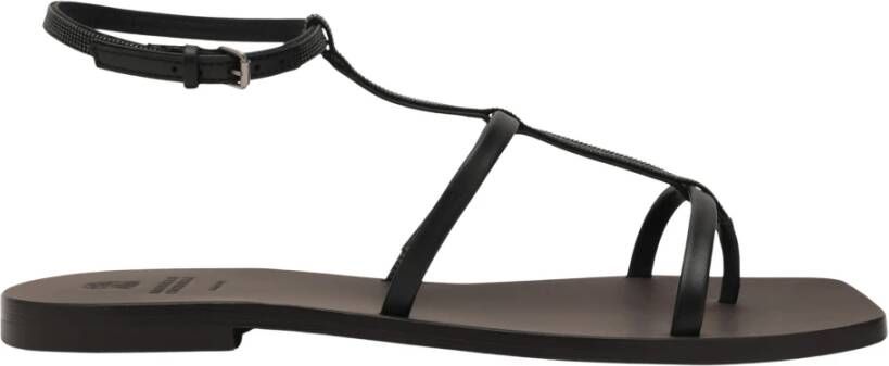Brunello Cucinelli Zwarte Lage Sandalen met Basso Stijl
