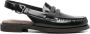 Brunello Cucinelli Zwarte leren slingback loafers met kettingdetail - Thumbnail 1