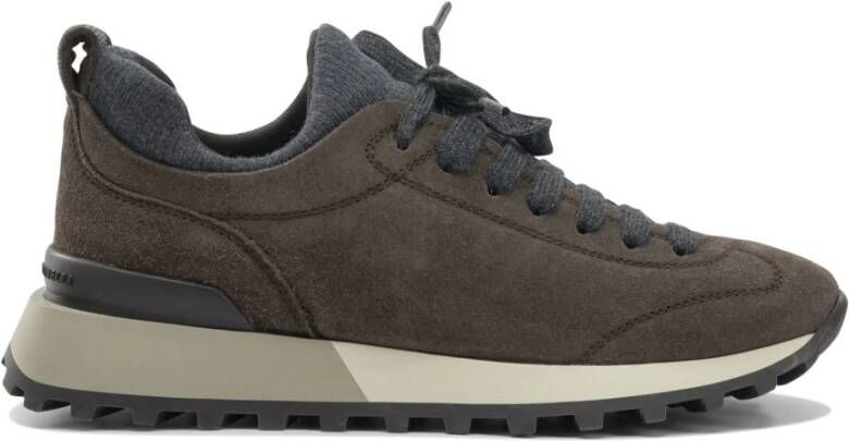 Brunello Cucinelli Zwarte Sneakers Slip-On Stretch Gebreid