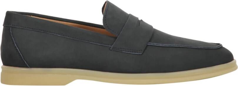 Bruno Magli Klassieke Leren Loafers Ronde Neus Blue Heren