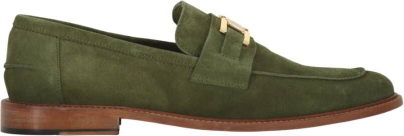 Bruno Magli Suède Kalveren Penny Bar Loafers Green Heren