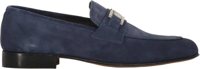 Bruno Magli Suède Kalveren Penny Loafers Blue Heren