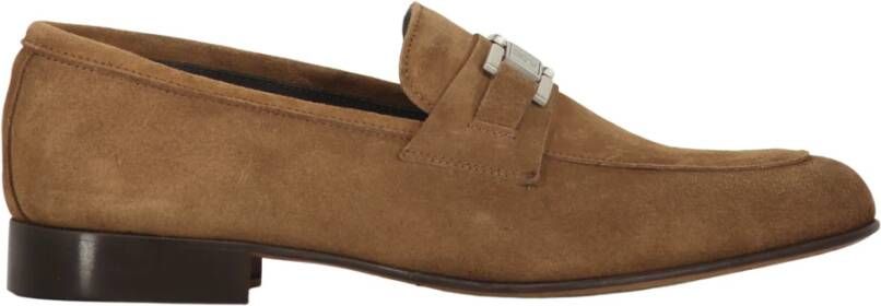 Bruno Magli Suède Penny Bar Loafers Brown Heren