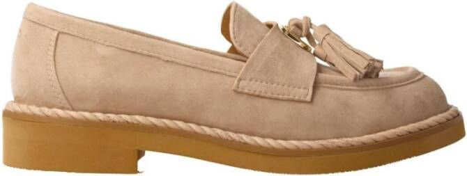 Bruno Premi Beige Suède Damesloafers met Kwastjes
