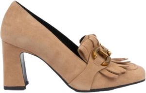Bruno Premi Beige Suède Mocassin met 80mm Hak Beige Dames