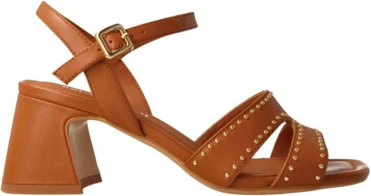 Bruno Premi Bruine leren sandalen met gouden studs