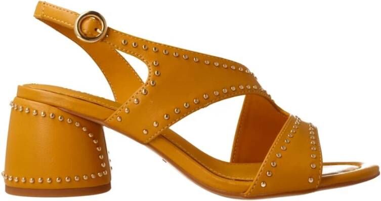 Bruno Premi Gele leren sandalen met gouden studs